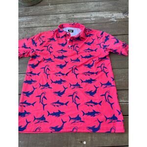 Waggle Mens xl pink polo with sharks
